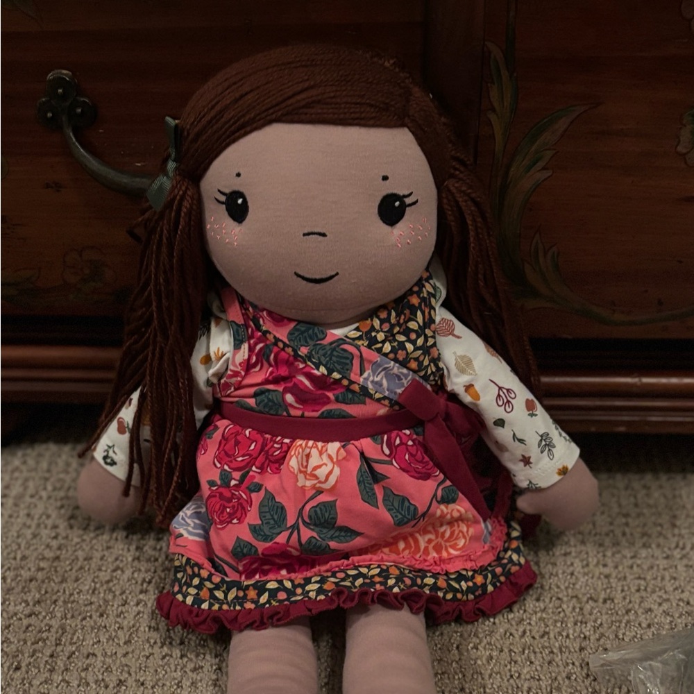 NWOT Matilda Jane Floral Dress Plush Doll with Brown Hair